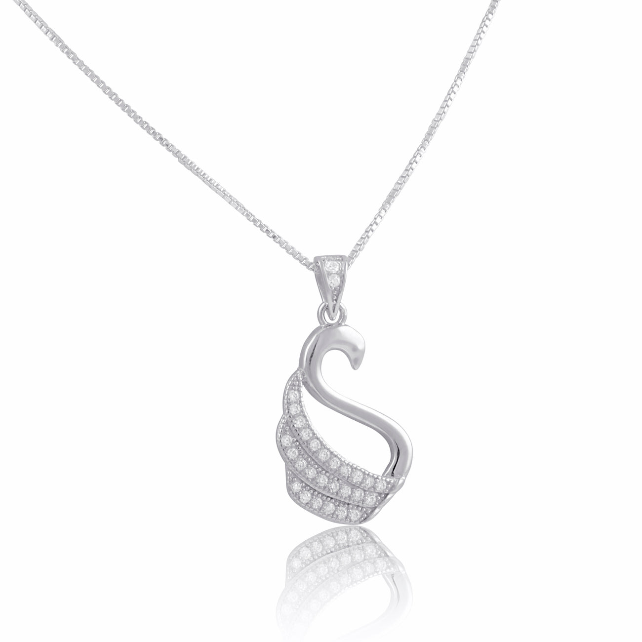 Sterling Silver CZ Swan Necklace | SilverCloseOut