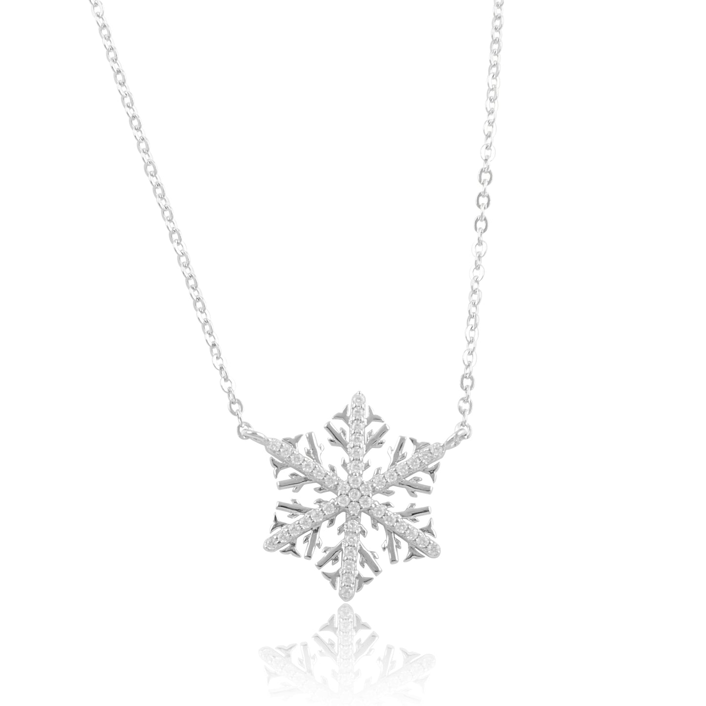 Sterling Silver CZ Snowflake Necklace | SilverCloseOut
