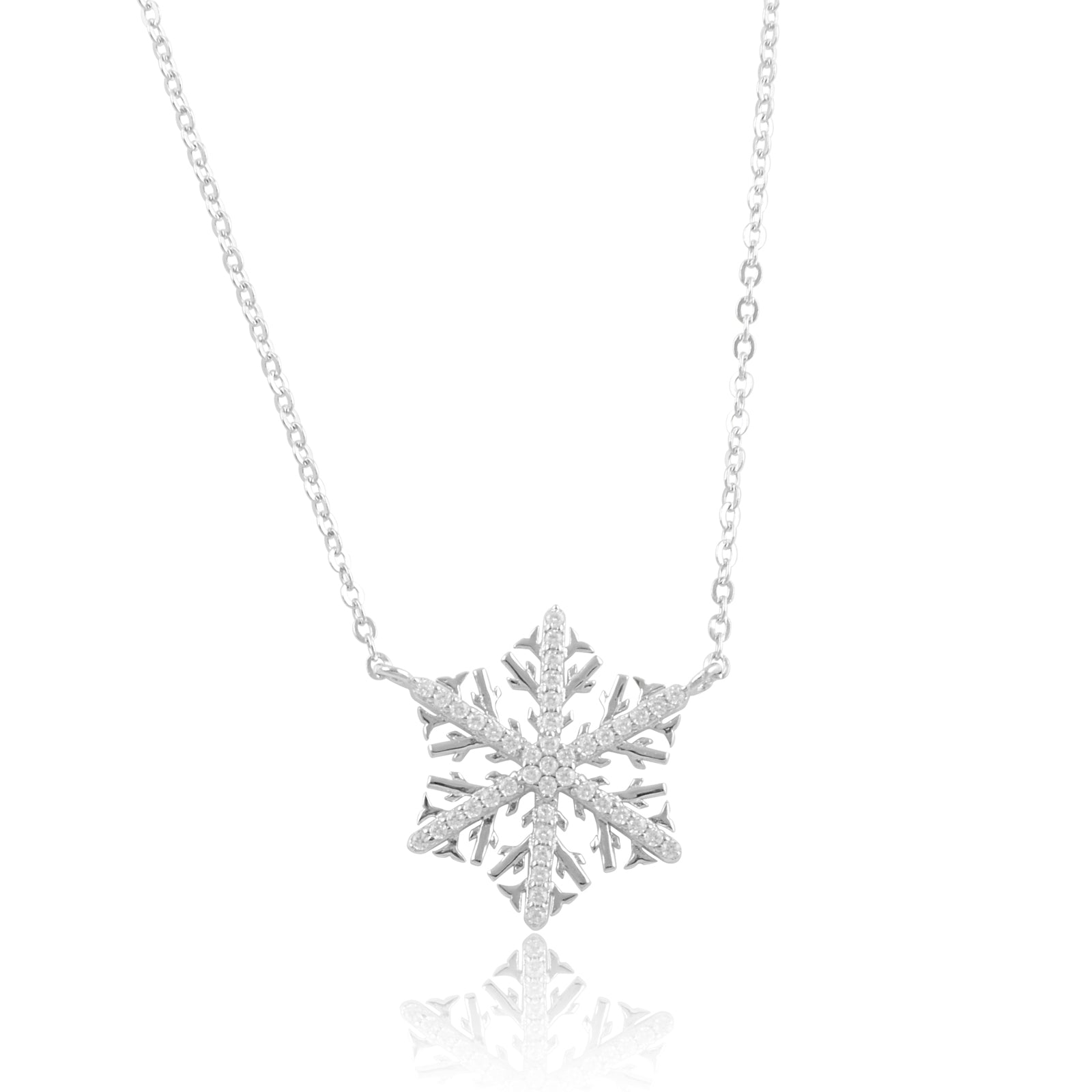 Sterling Silver CZ Snowflake Necklace | SilverCloseOut