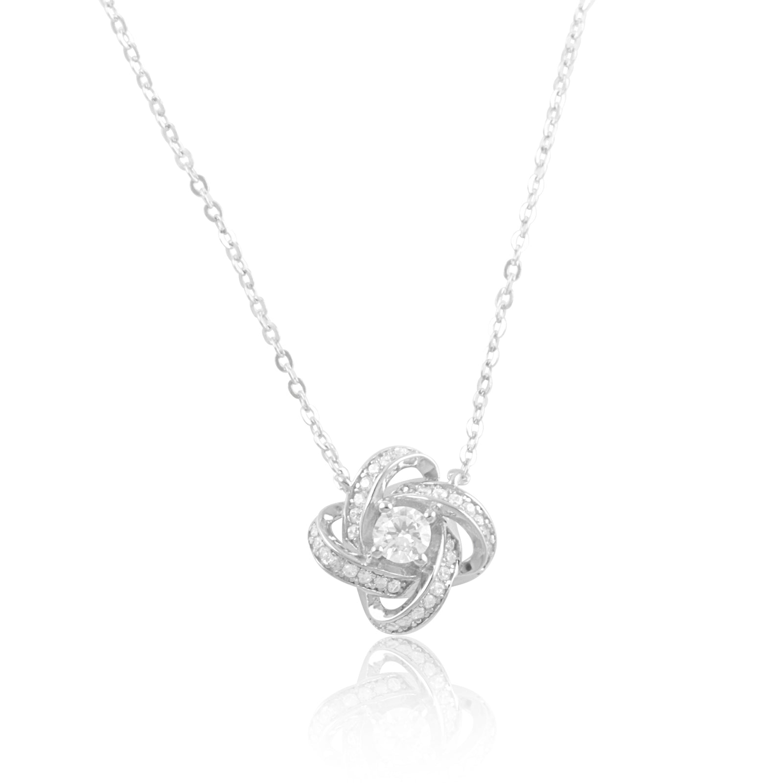 Sterling Silver CZ Infinity Knot Necklace | SilverCloseOut