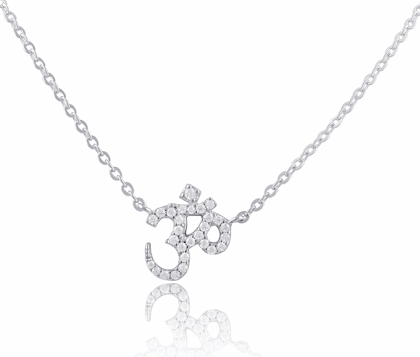 Sterling Silver CZ Om Necklace | SilverCloseOut