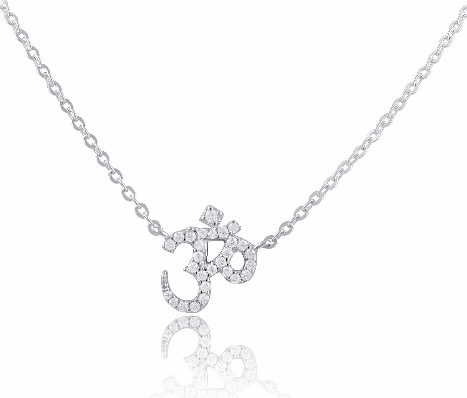 Sterling Silver CZ Om Necklace | SilverCloseOut