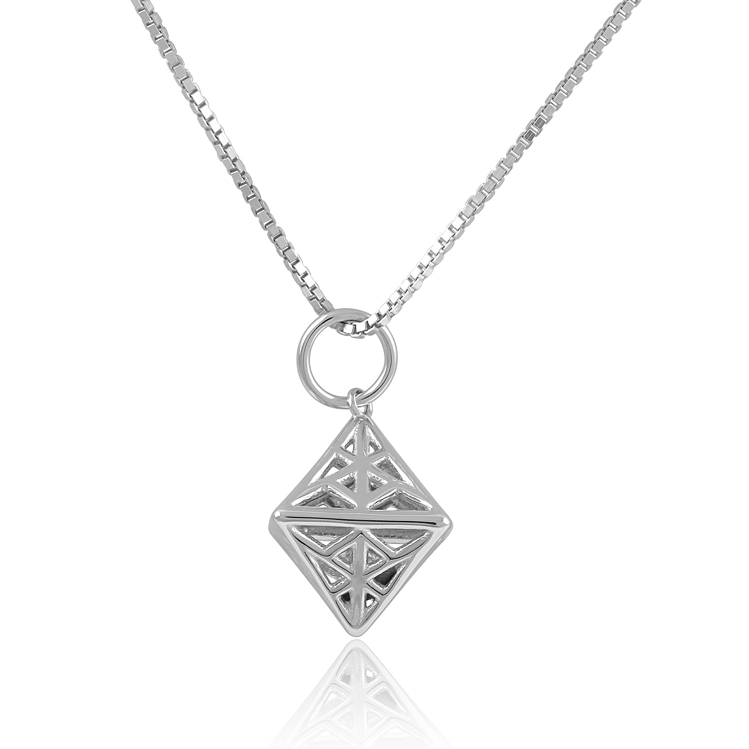 Sterling Silver Filigree Double Pyramid Necklace | SilverCloseOut