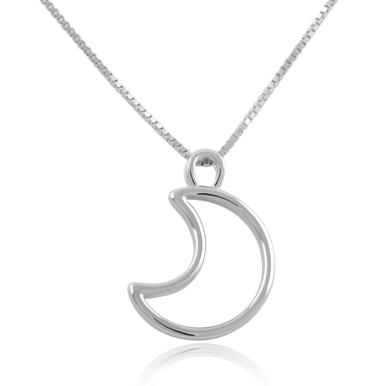 Sterling Silver Crescent Moon Necklace | SilverCloseOut