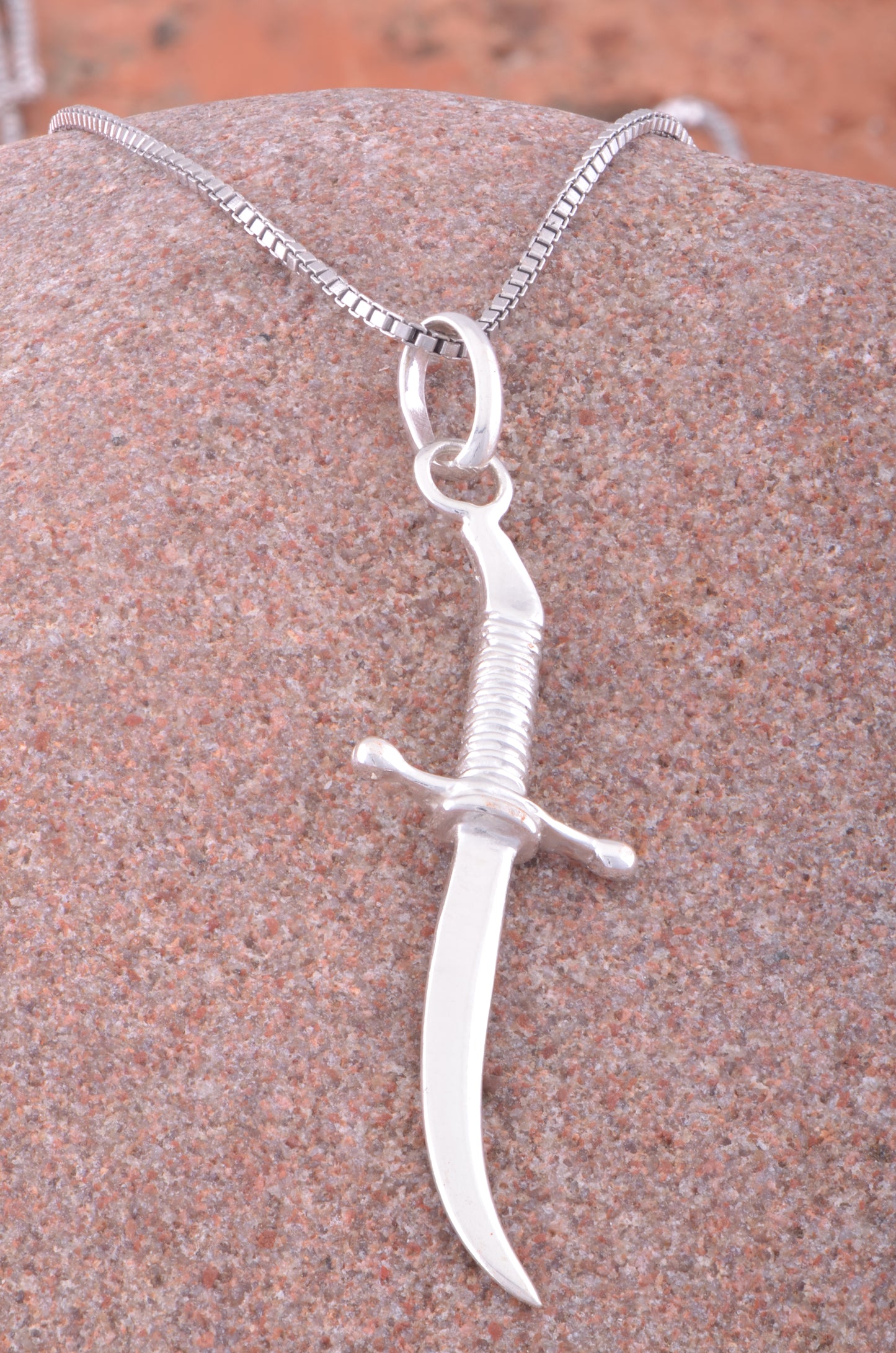 Sterling Silver Unisex Arabian Dagger Pendant Necklace | SilverCloseOut