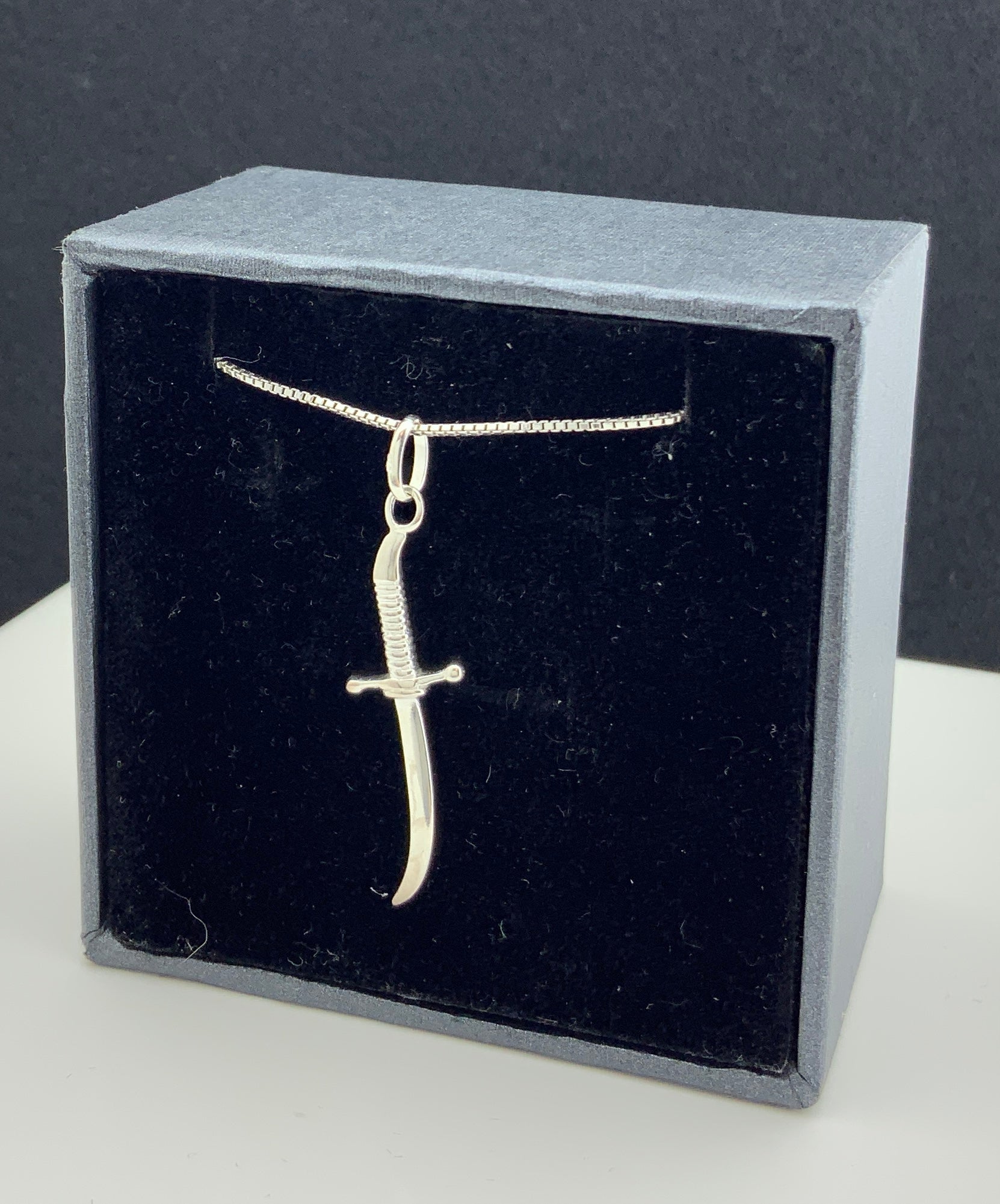Sterling Silver Unisex Arabian Dagger Pendant Necklace | SilverCloseOut