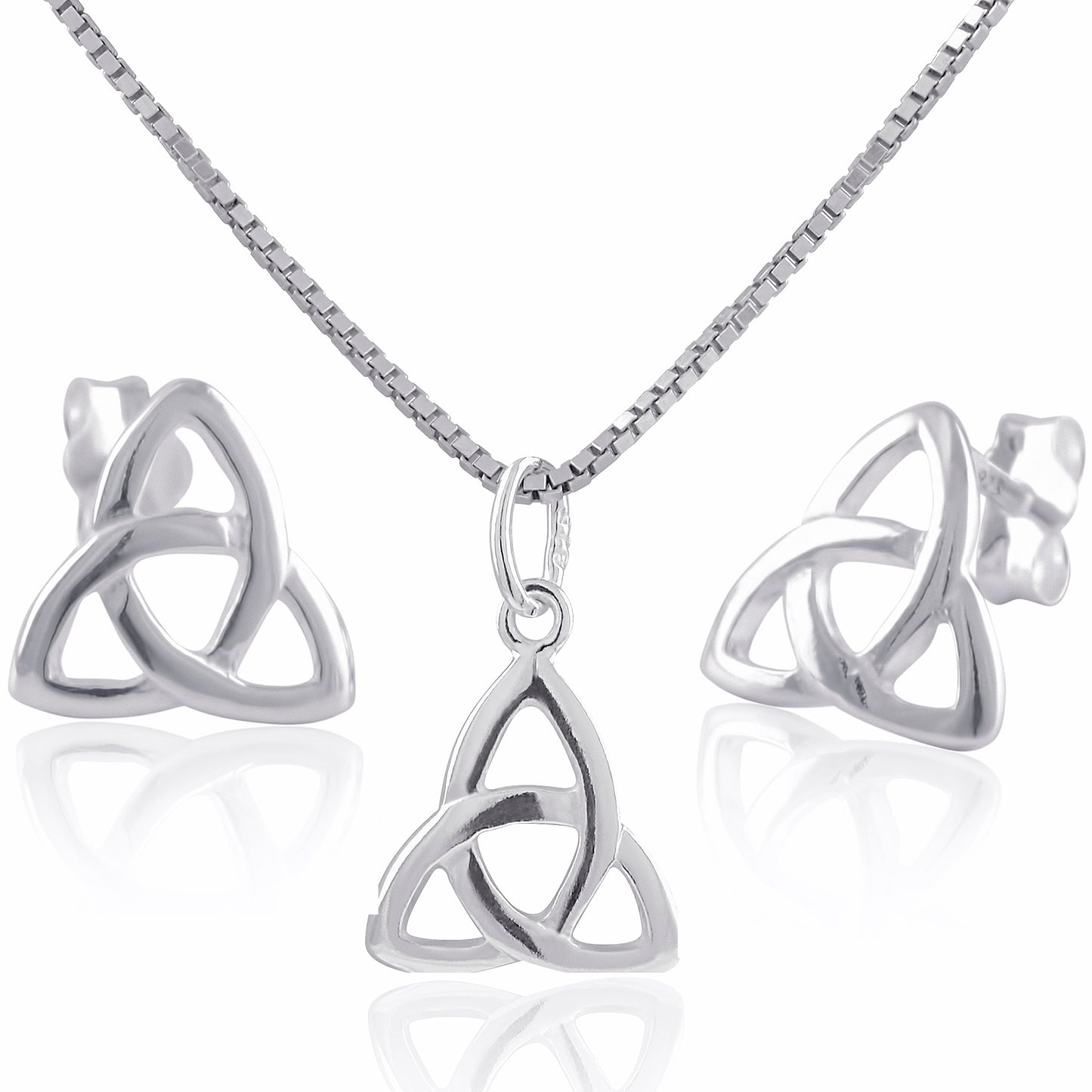 Sterling Silver Girls Irish Celtic Triquetra Knot Pendant Necklace