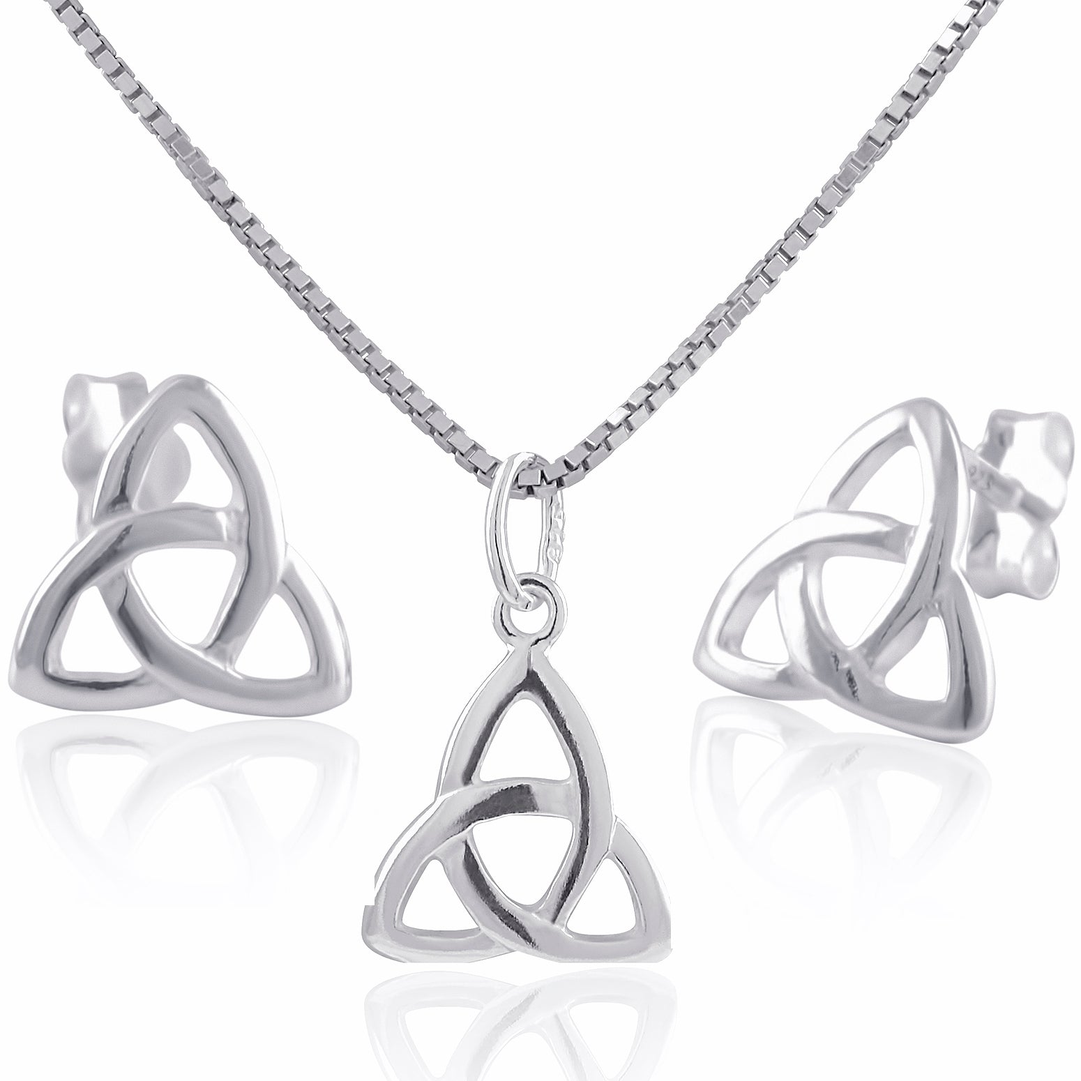 Sterling Silver Girls Irish Celtic Triquetra Knot Pendant Necklace