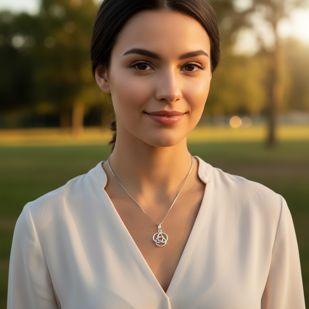 Sterling Silver Womens Dainty Celtic Triquetra Trinity Knot Necklace