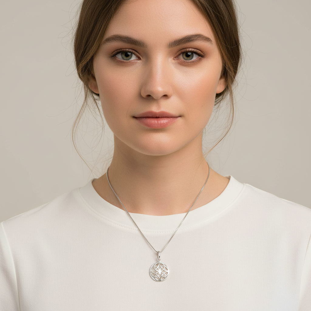 Sterling Silver Ladies Irish Celtic Four Knot Charm Necklace - 13mm