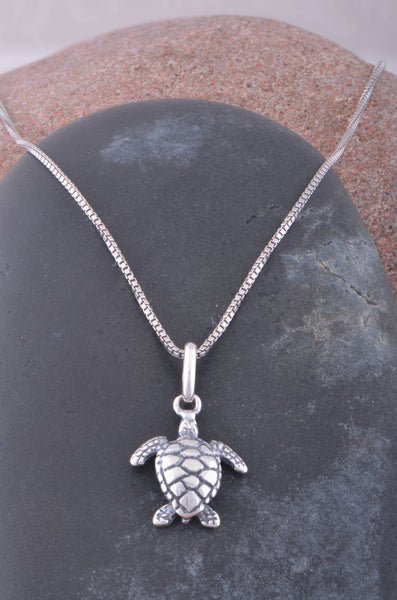 Sterling Silver Girls Small Kemps Sea Turtle Charm Necklace