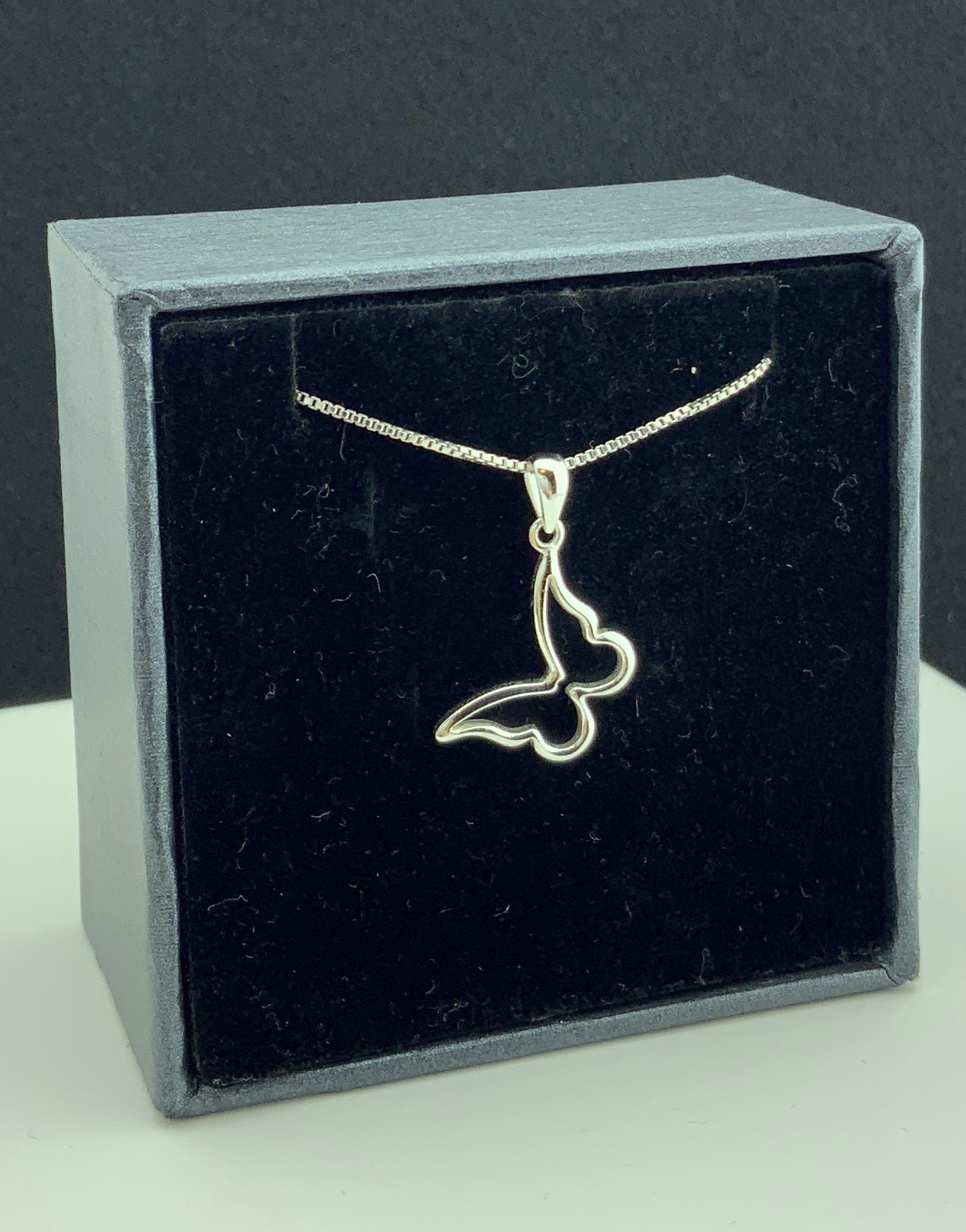 Sterling Silver Ladies Dainty Hollow Butterfly Charm Necklace | SilverCloseOut