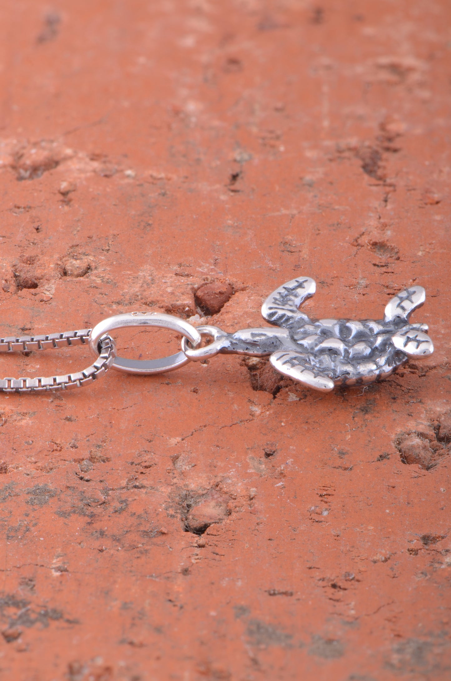 Sterling Silver Girls Small Kemps Sea Turtle Charm Necklace