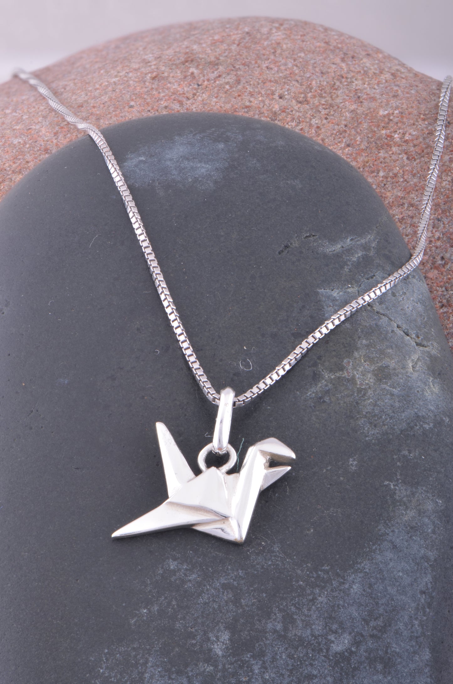 Sterling Silver Ladies Dainty Origami Crane Charm Necklace