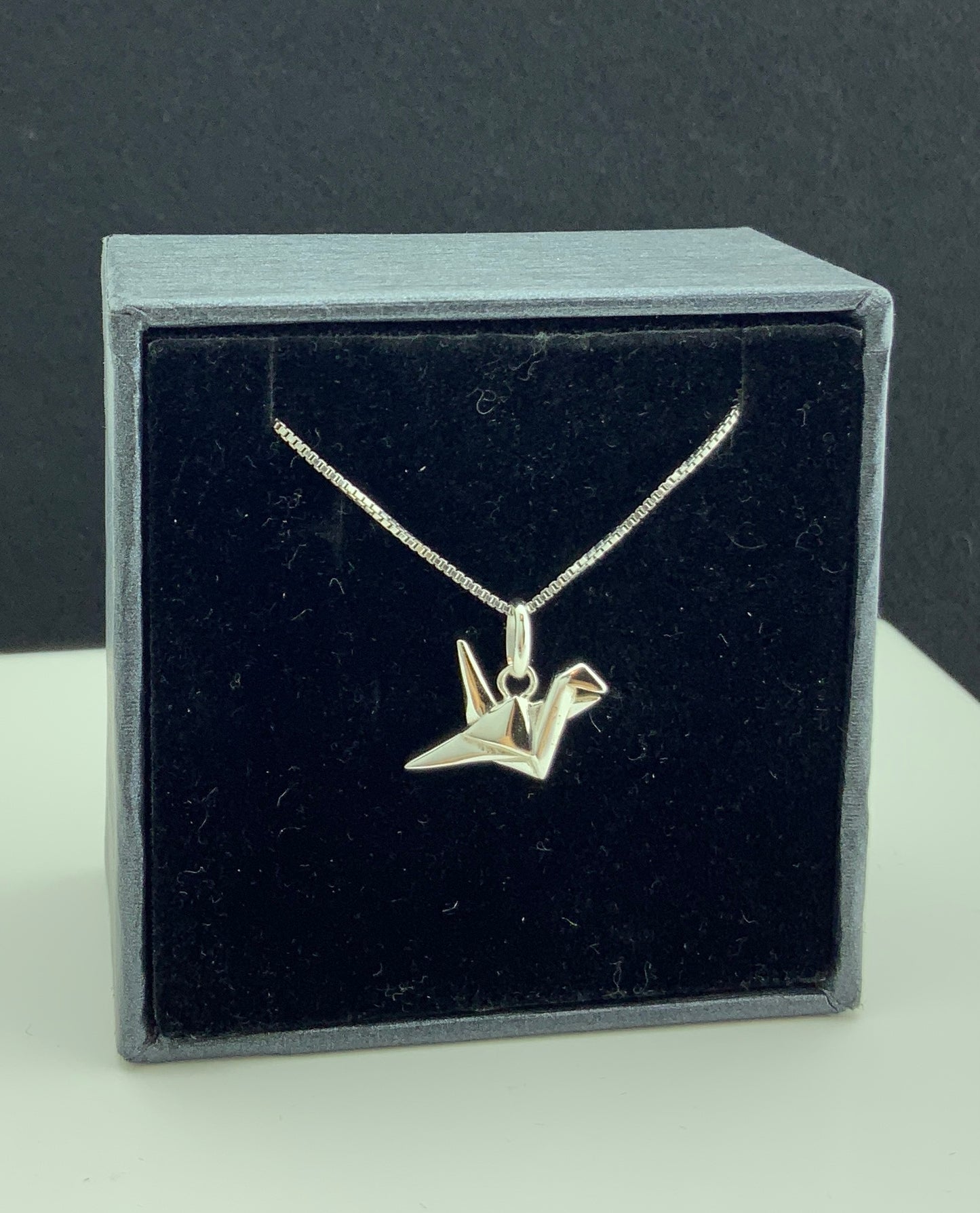 Sterling Silver Ladies Dainty Origami Crane Charm Necklace | SilverCloseOut