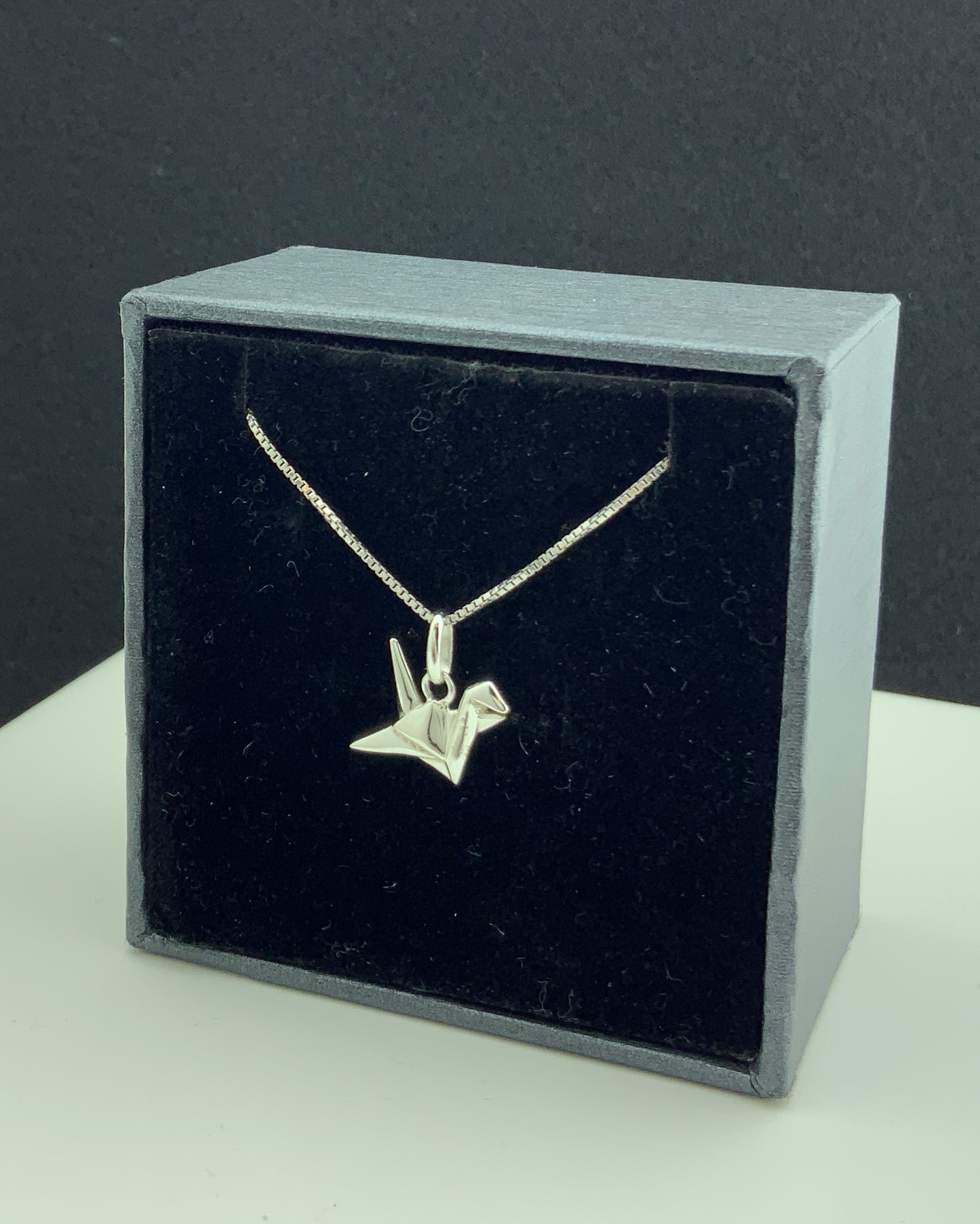 Sterling Silver Ladies Dainty Origami Crane Charm Necklace