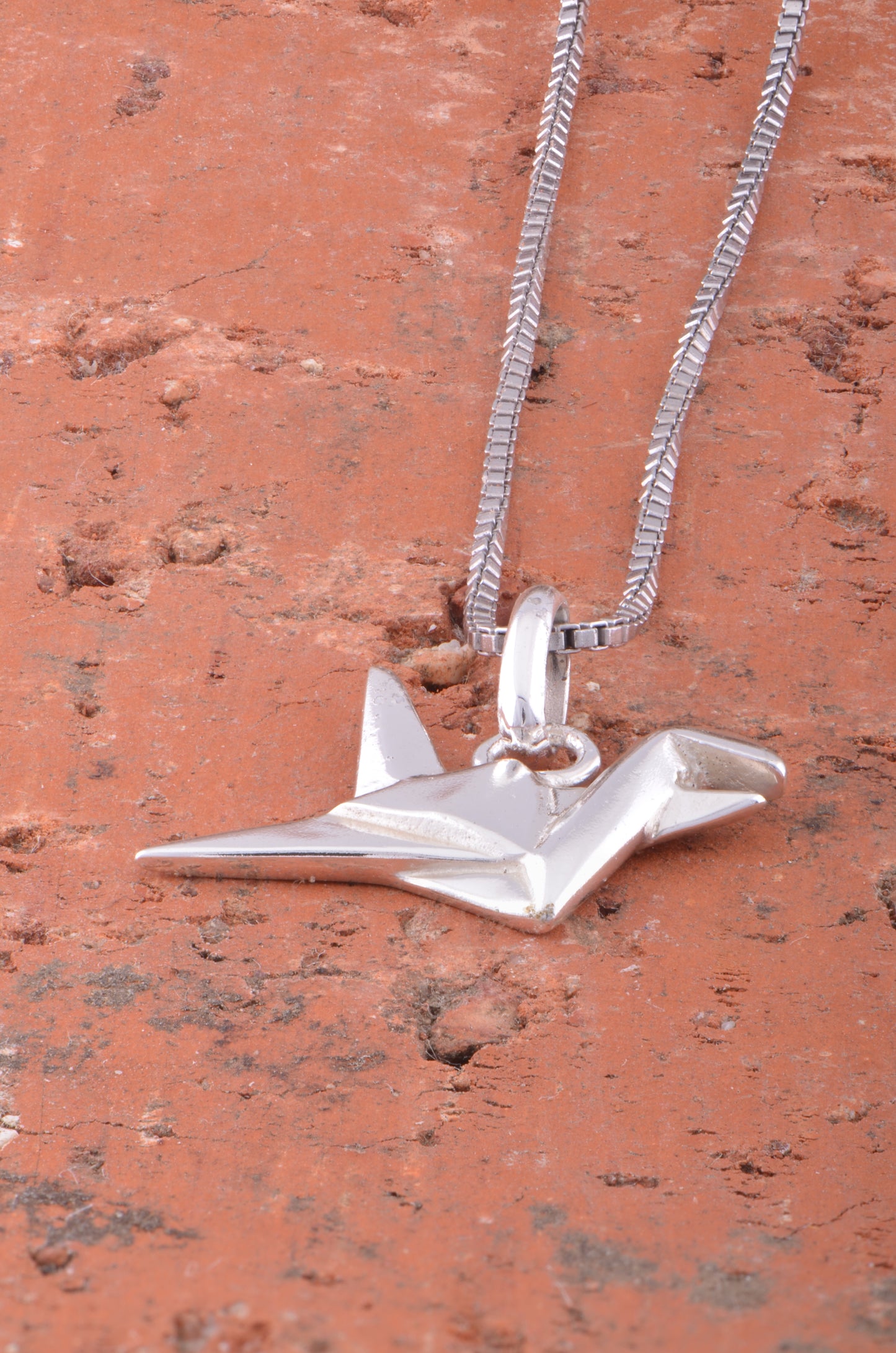 Sterling Silver Ladies Dainty Origami Crane Charm Necklace