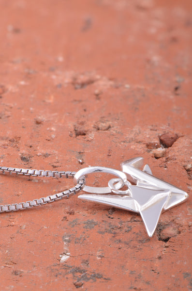 Sterling Silver Ladies Dainty Origami Crane Charm Necklace