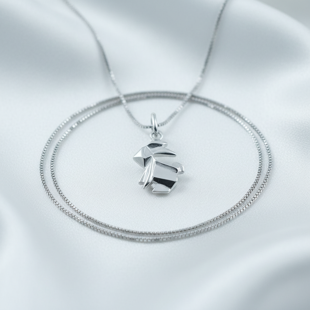 Sterling Silver Women's Dainty Origami Bunny Rabbit Necklace | SilverCloseOut