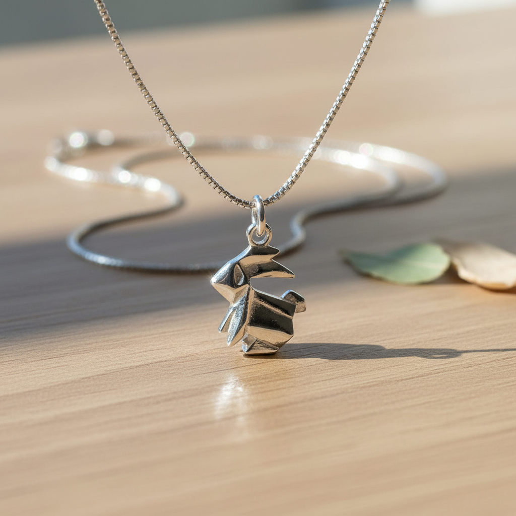 Sterling Silver Women's Dainty Origami Bunny Rabbit Necklace | SilverCloseOut