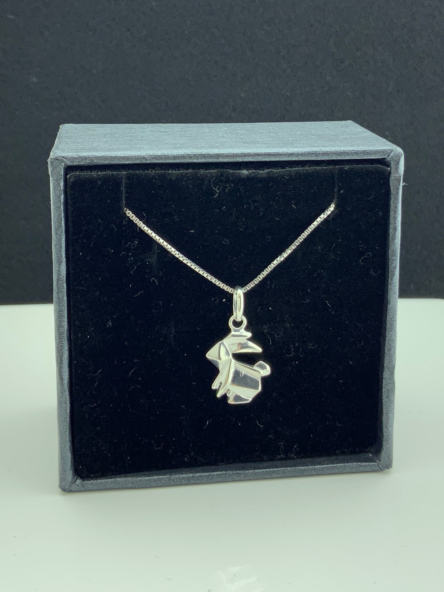 Sterling Silver Womens Dainty Origami Bunny Rabbit Necklace