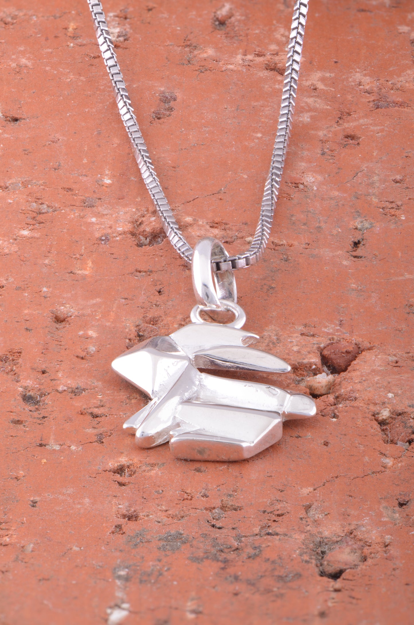 Sterling Silver Womens Dainty Origami Bunny Rabbit Necklace