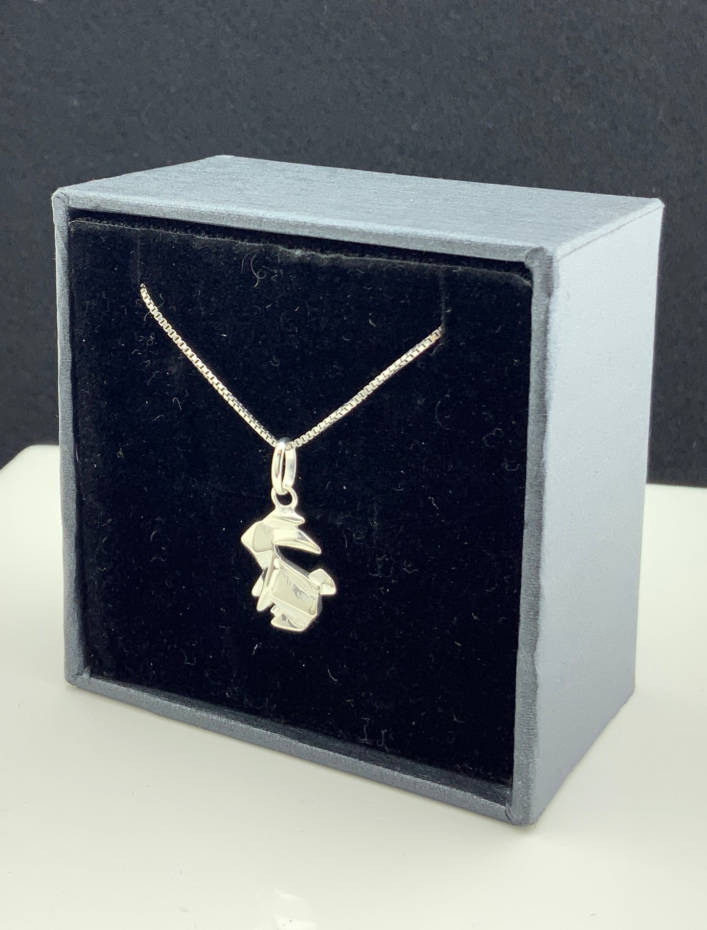 Sterling Silver Women's Dainty Origami Bunny Rabbit Necklace | SilverCloseOut