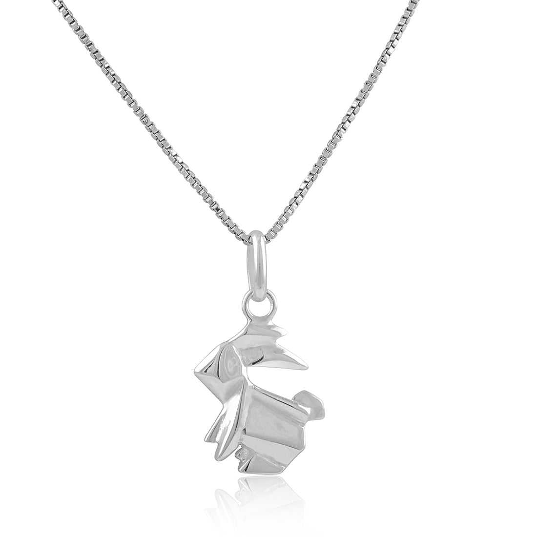 Sterling Silver Women's Dainty Origami Bunny Rabbit Necklace | SilverCloseOut