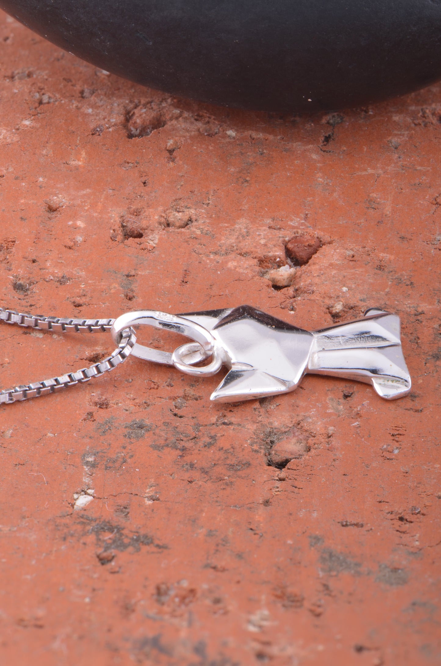 Sterling Silver Girls Dainty Origami kitty Cat Necklace