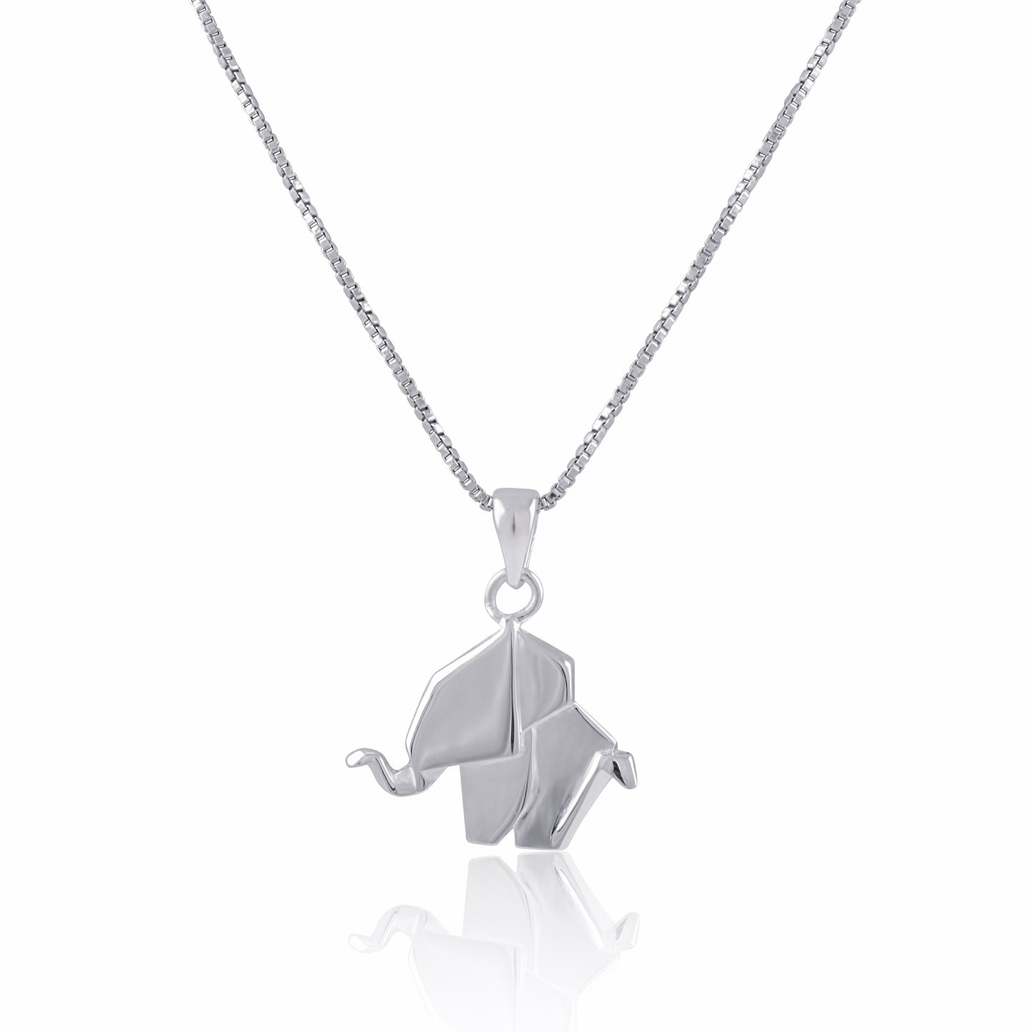 Sterling Silver Origami Elephant Necklace | SilverCloseOut
