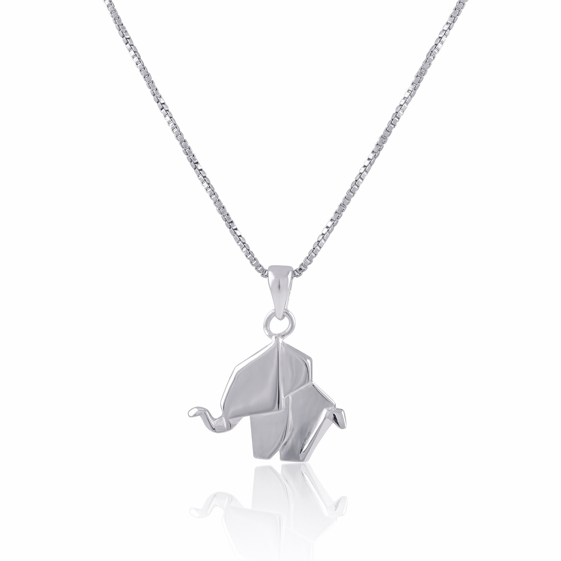 Sterling Silver Origami Elephant Necklace | SilverCloseOut