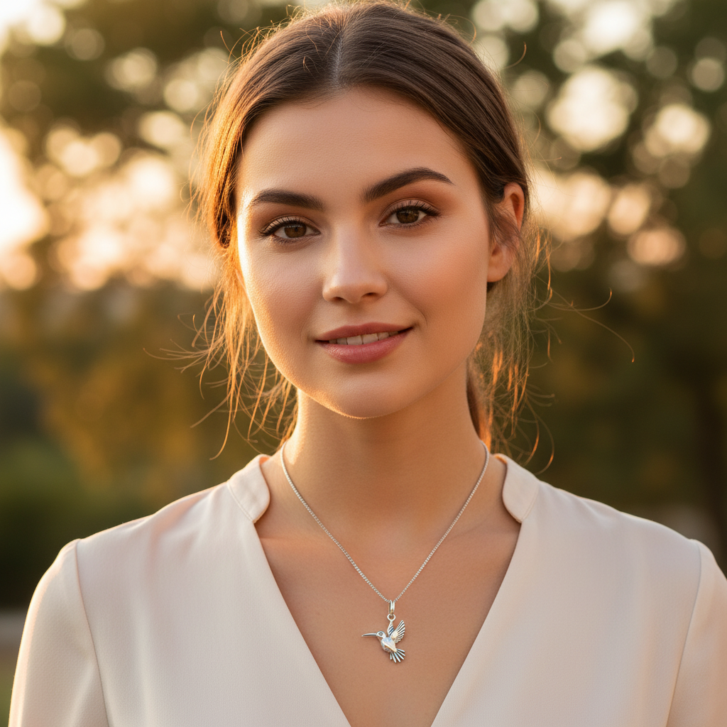 Sterling Silver Hummingbird Necklace