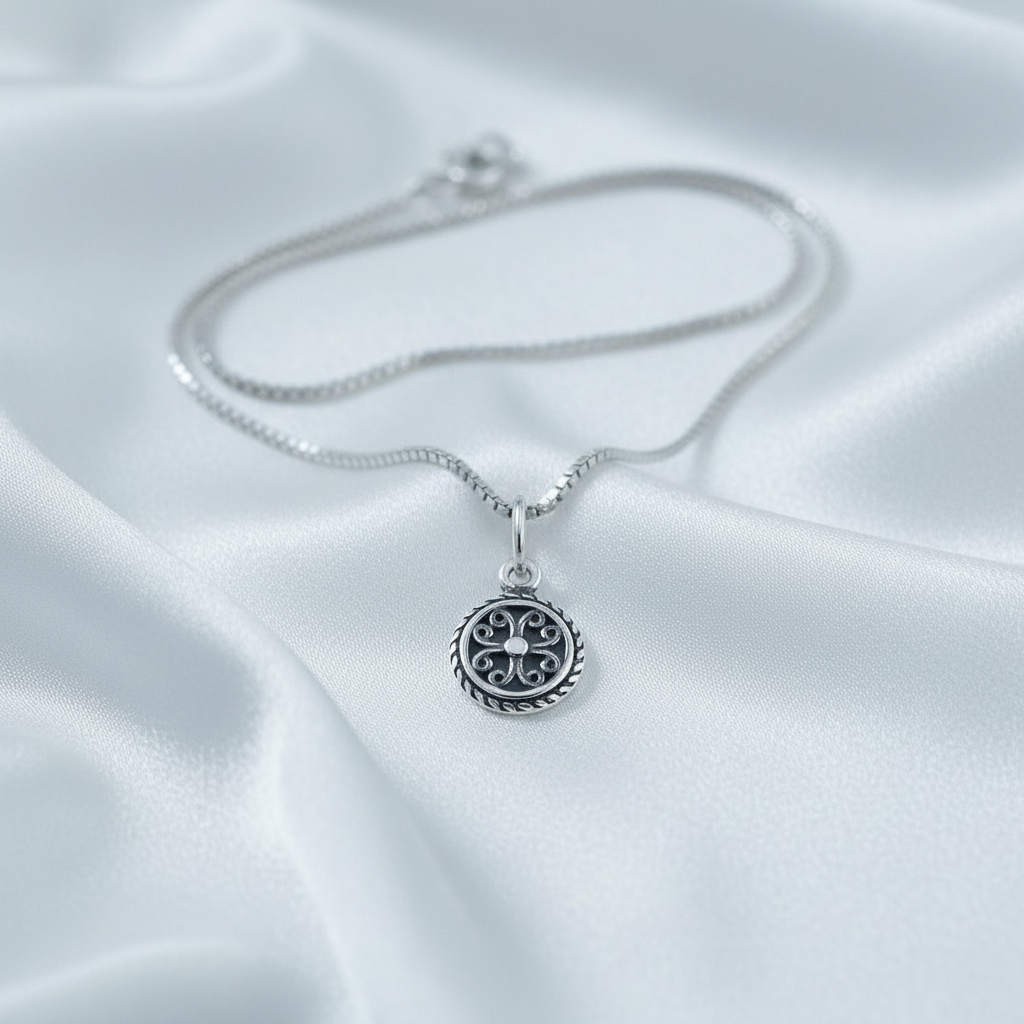 Sterling Silver Womens Tiny Boho Bali Necklace