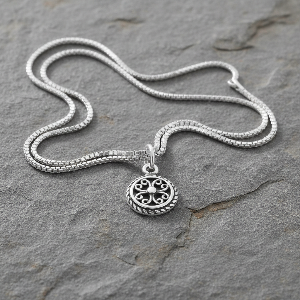 Sterling Silver Womens Tiny Boho Bali Necklace