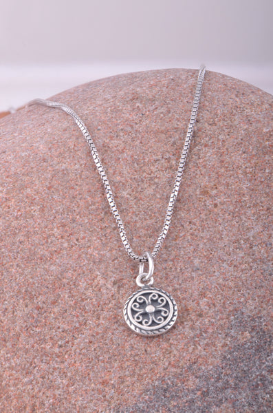 Sterling Silver Womens Tiny Boho Bali Necklace