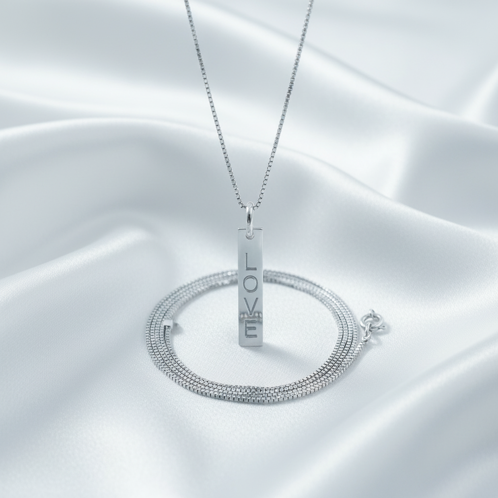 Sterling Silver Bar Love Necklace