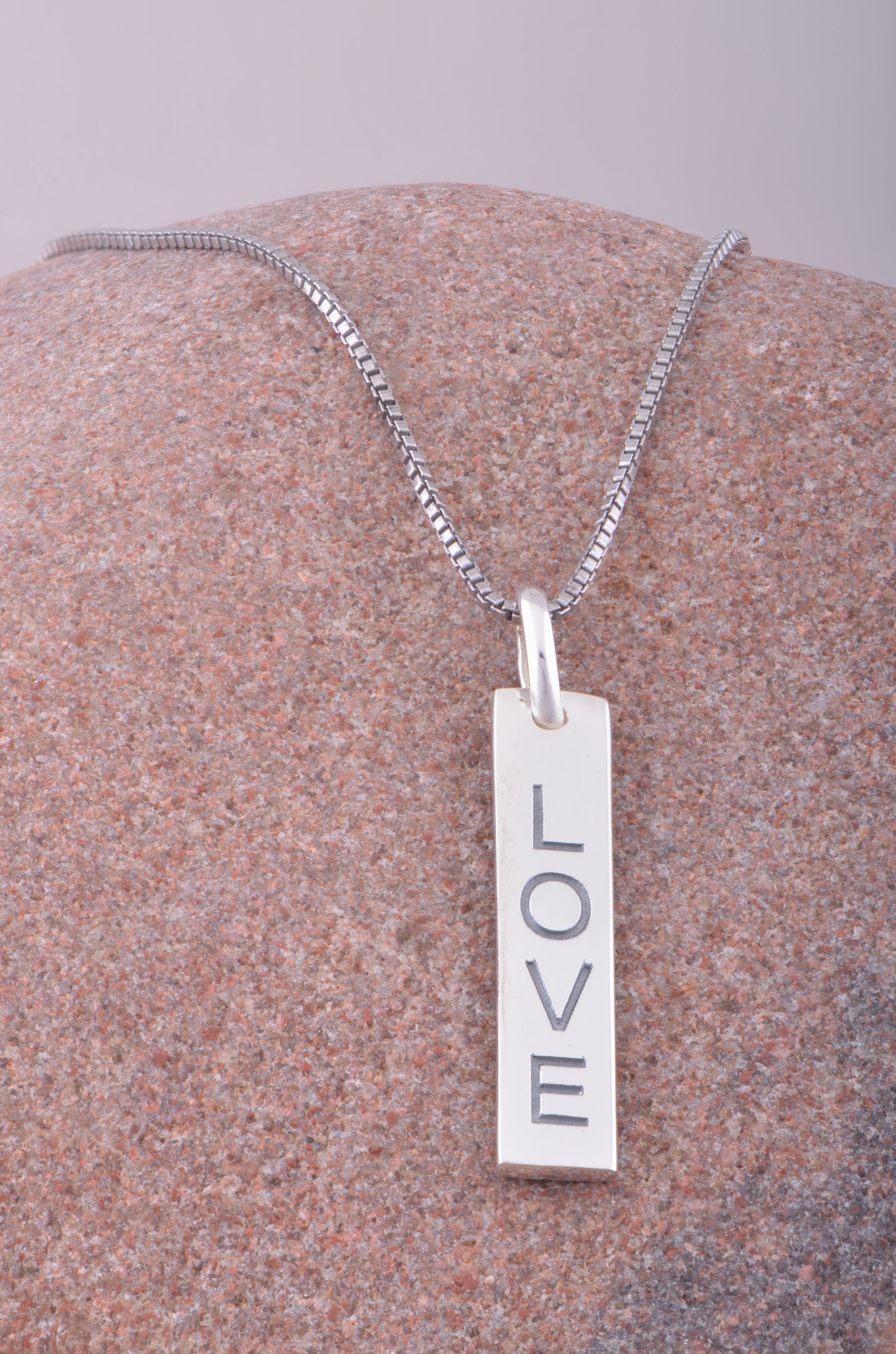 Sterling Silver Bar Love Necklace | SilverCloseOut
