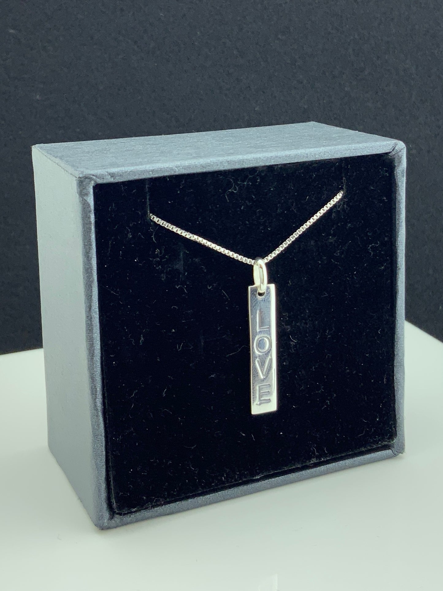 Sterling Silver Bar Love Necklace | SilverCloseOut