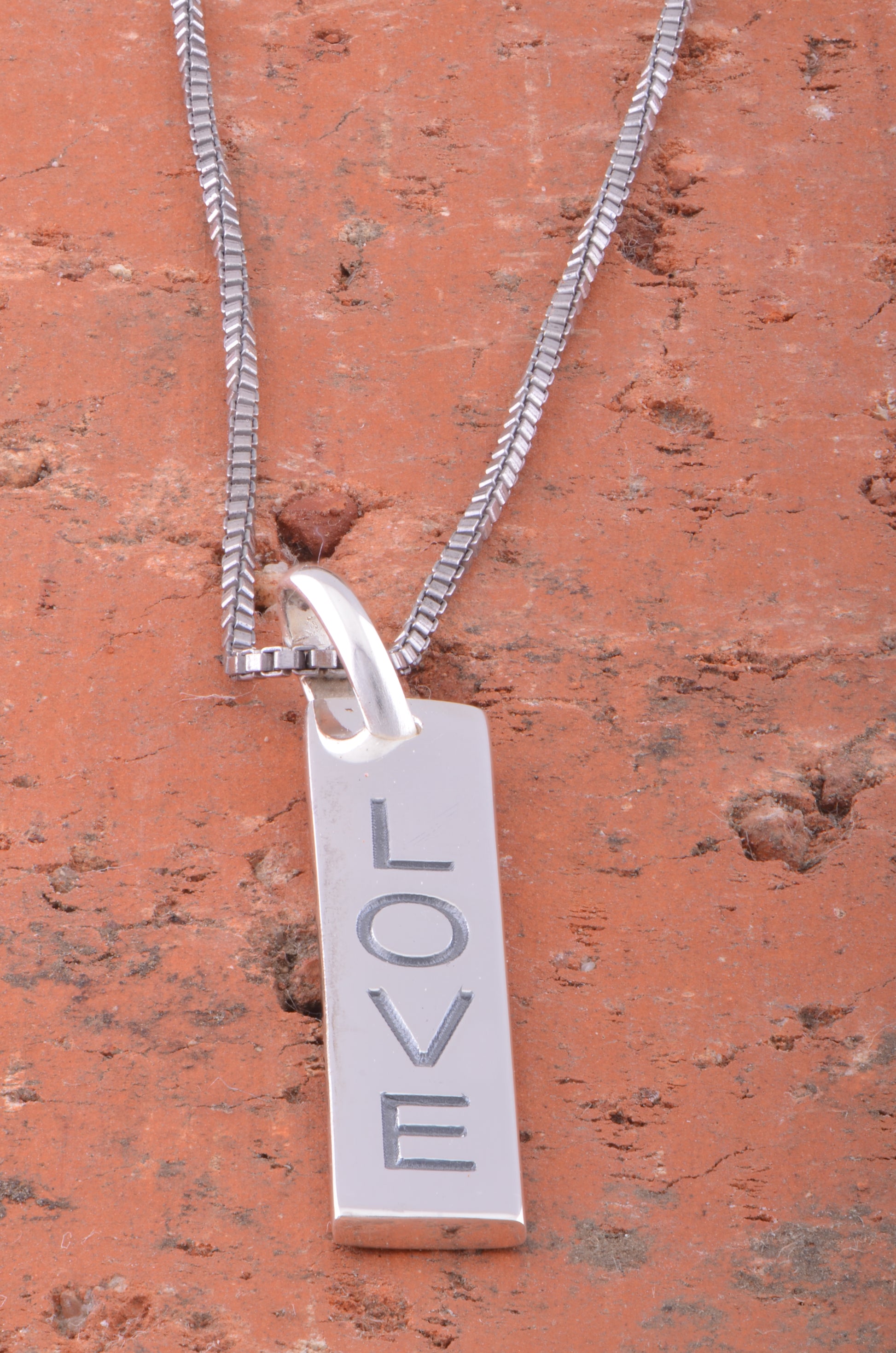 Sterling Silver Bar Love Necklace | SilverCloseOut