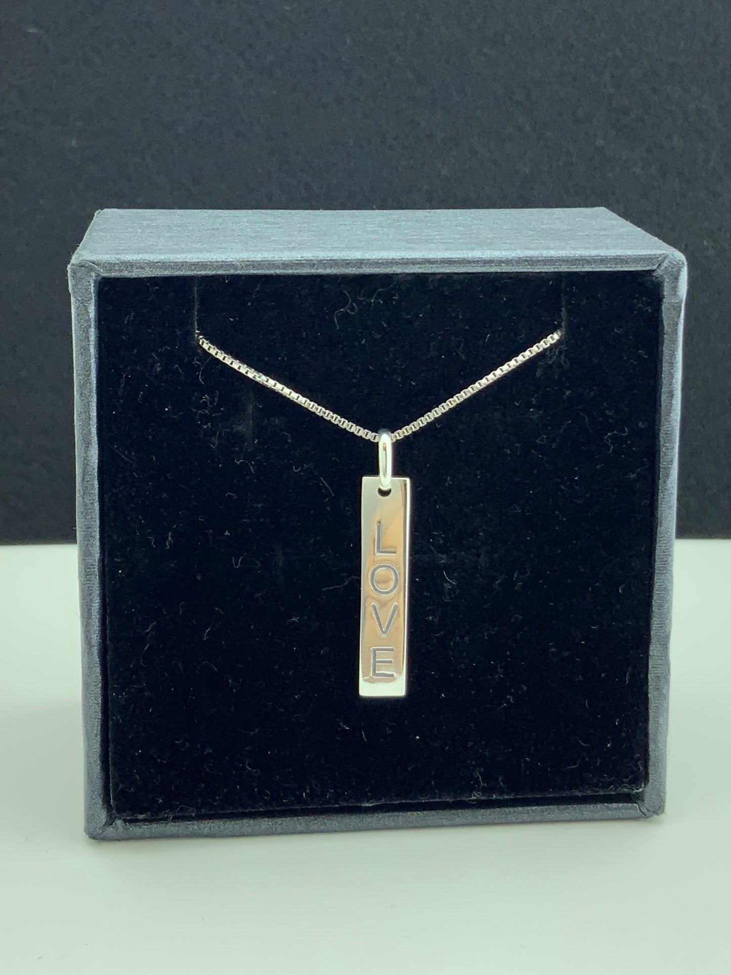 Sterling Silver Bar Love Necklace | SilverCloseOut