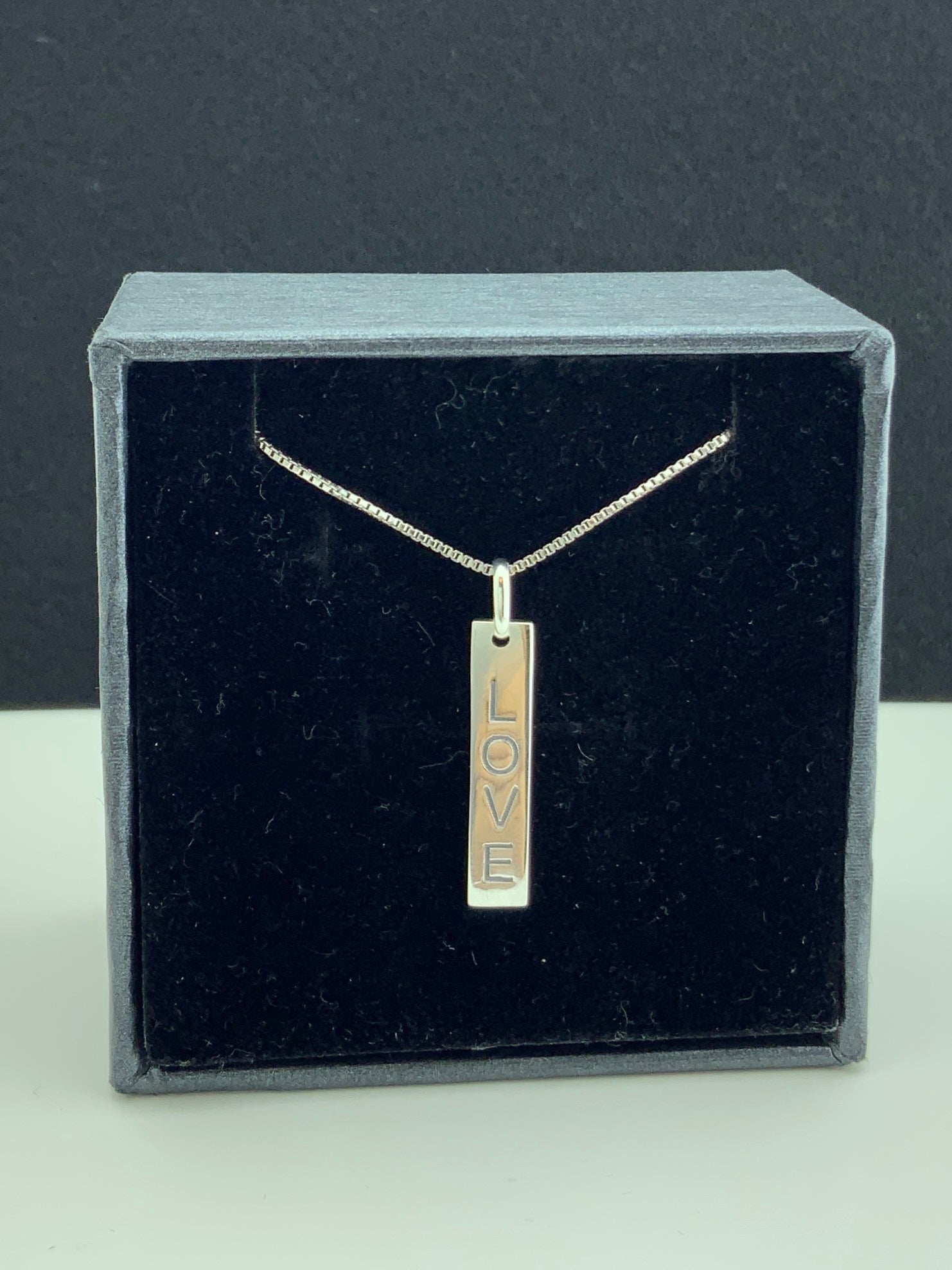Sterling Silver Bar Love Necklace | SilverCloseOut