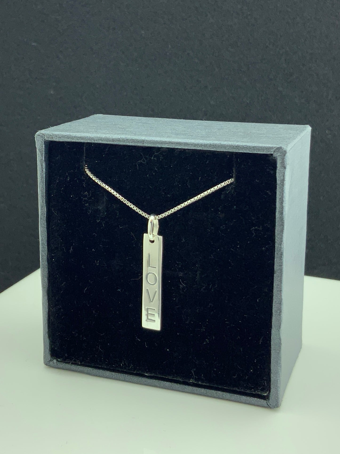 Sterling Silver Bar Love Necklace | SilverCloseOut