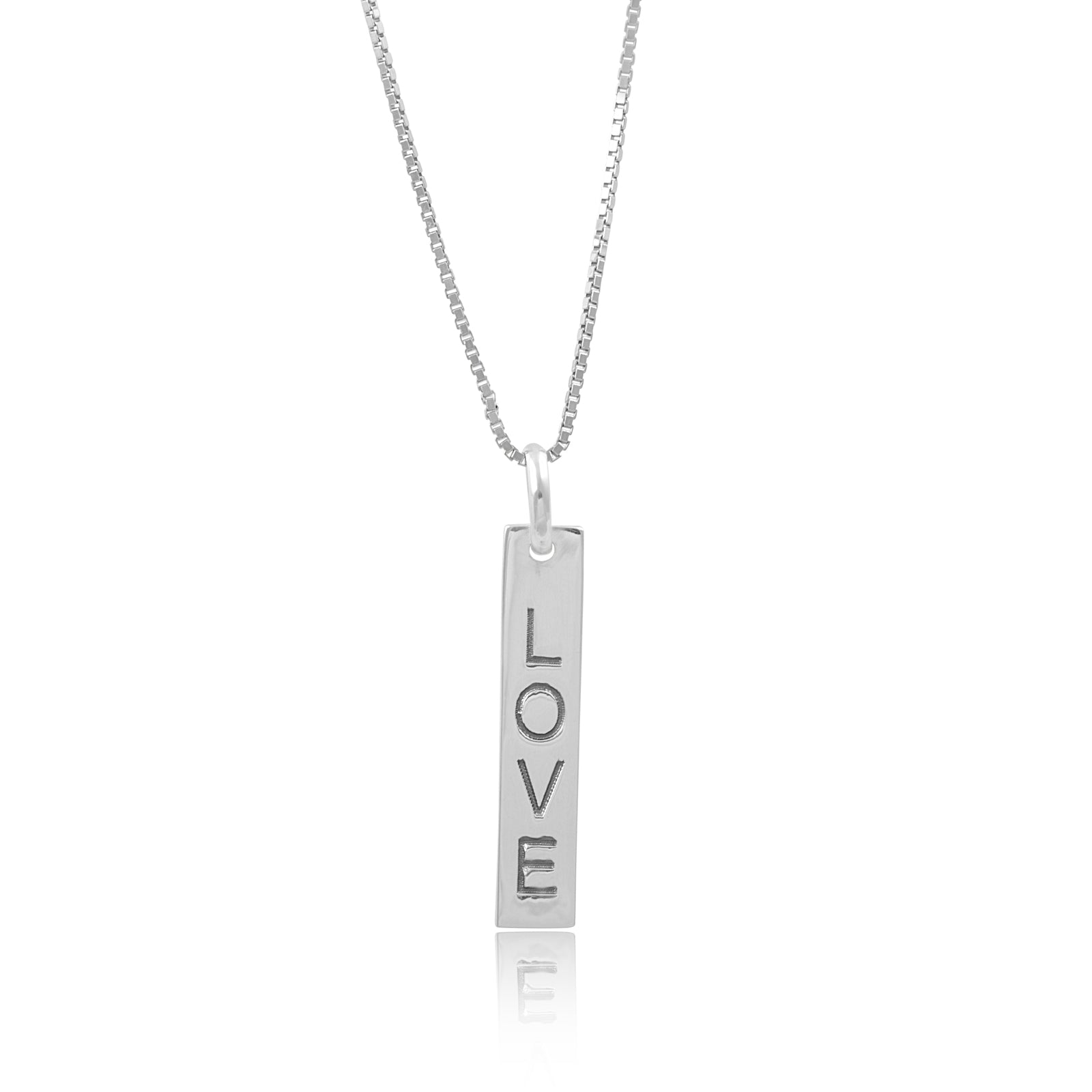 Sterling Silver Bar Love Necklace | SilverCloseOut