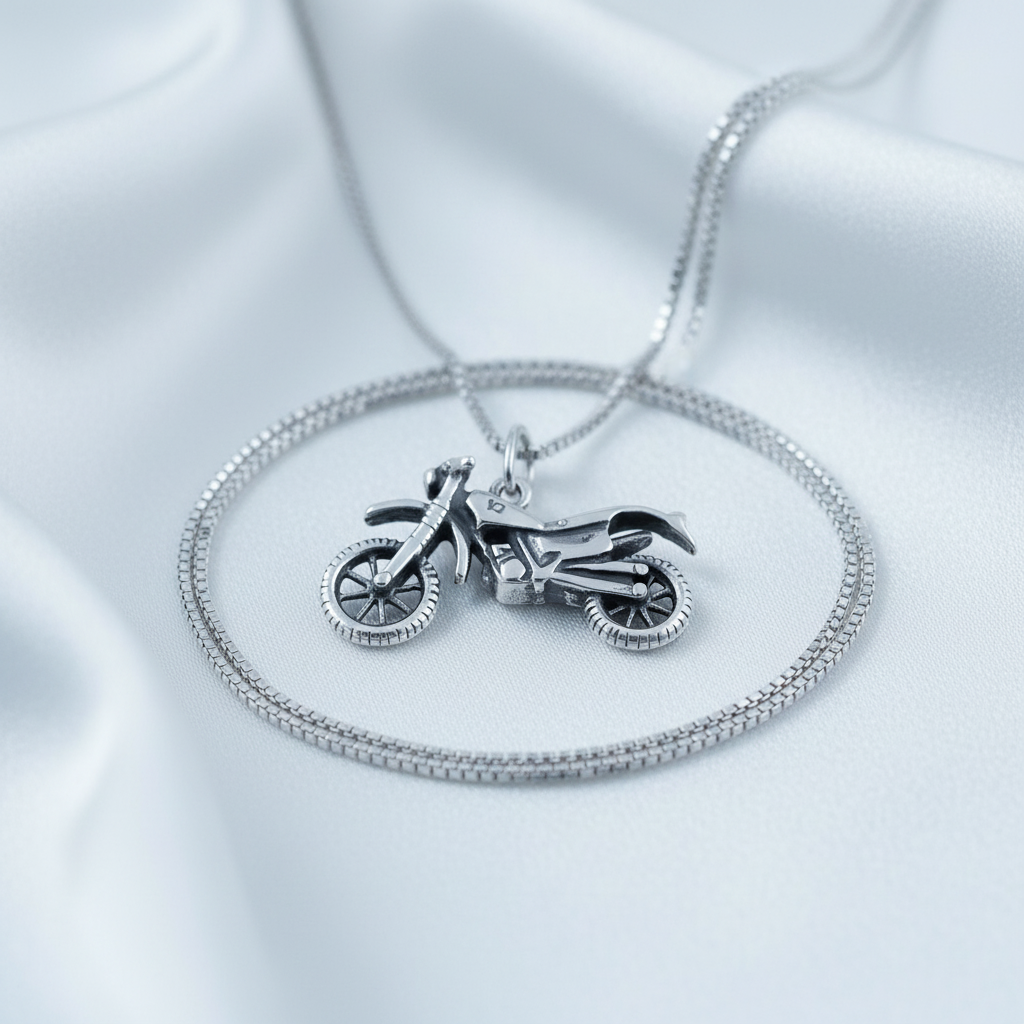 Sterling Silver Motorcycle Necklace