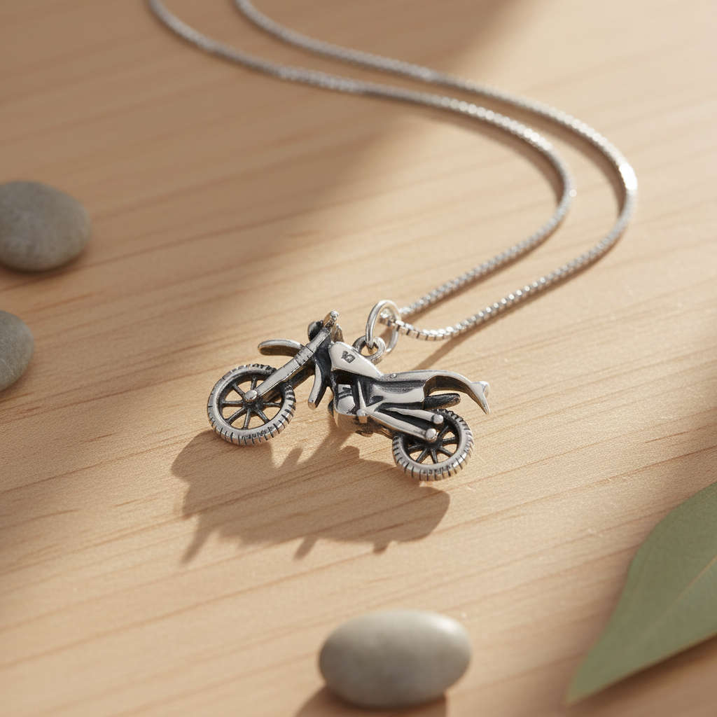 Sterling Silver Motorcycle Necklace