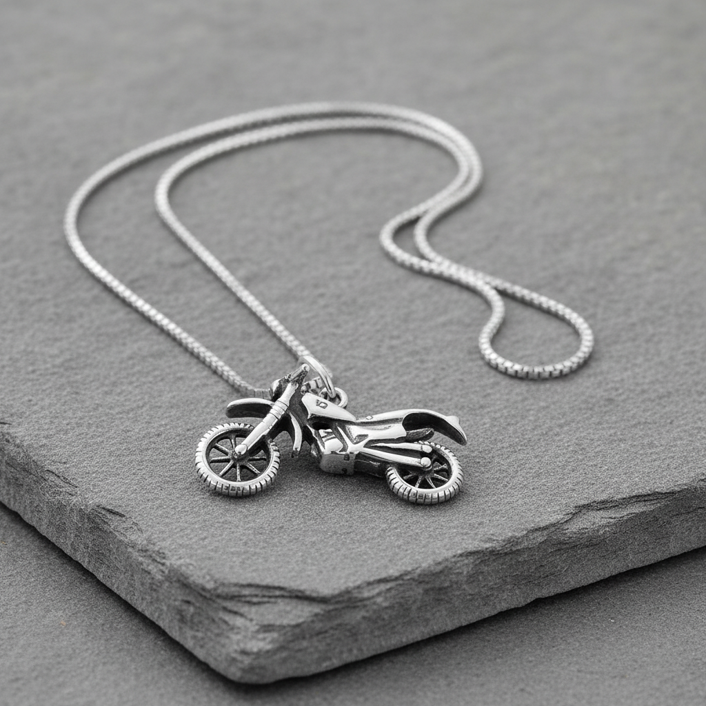 Sterling Silver Motorcycle Necklace