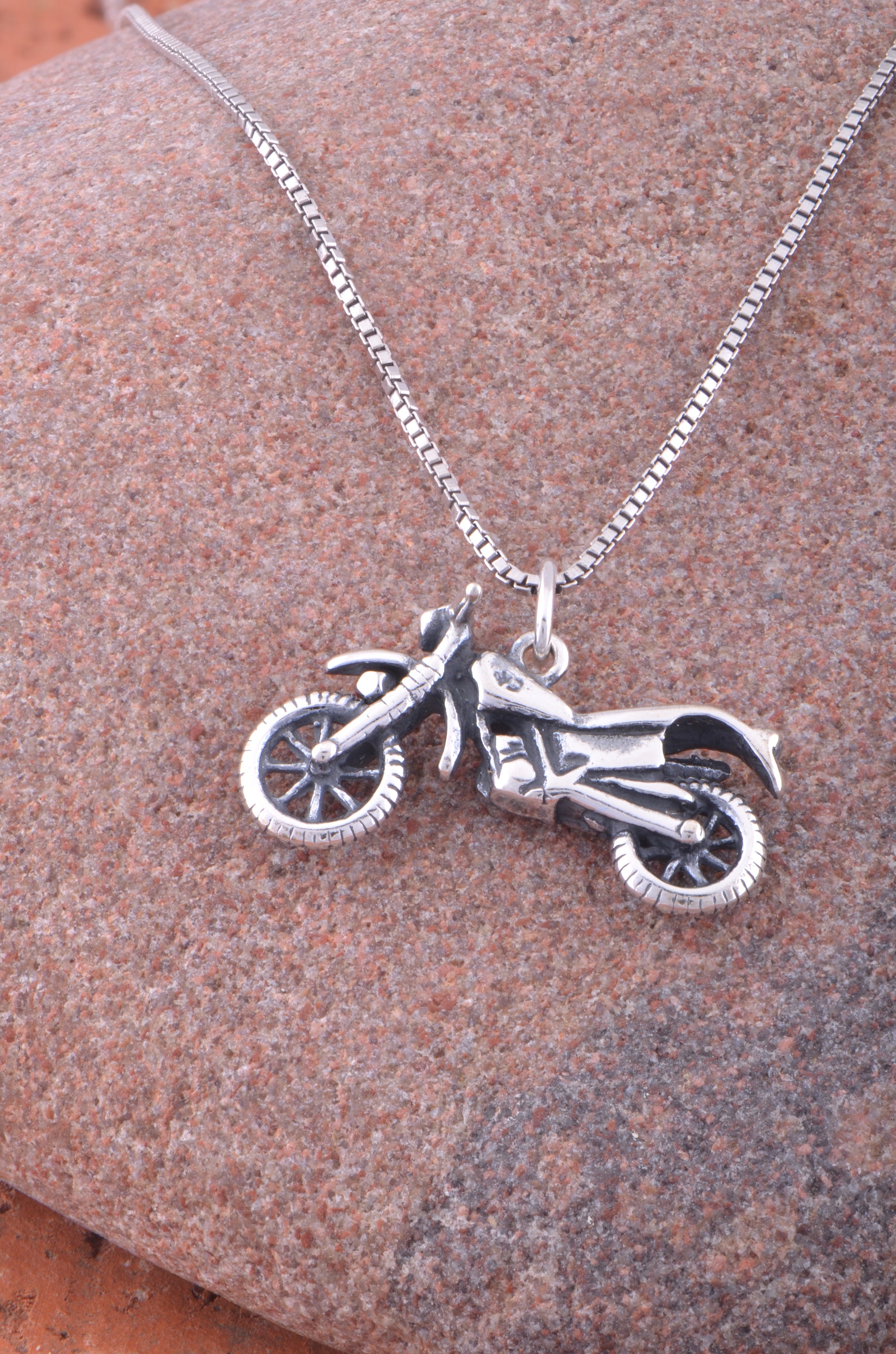 Sterling Silver Motorcycle Necklace | SilverCloseOut
