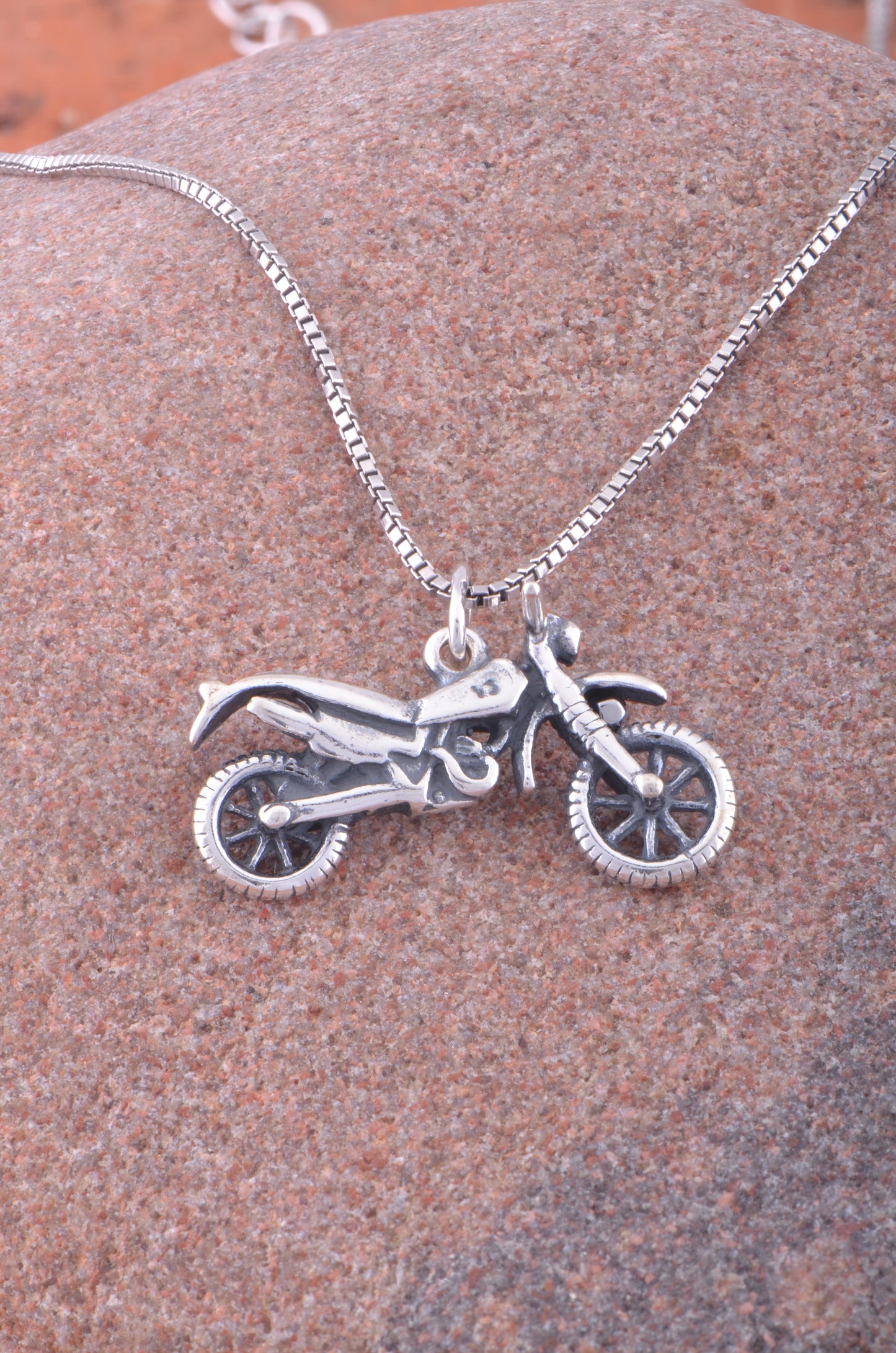 Sterling Silver Motorcycle Necklace | SilverCloseOut