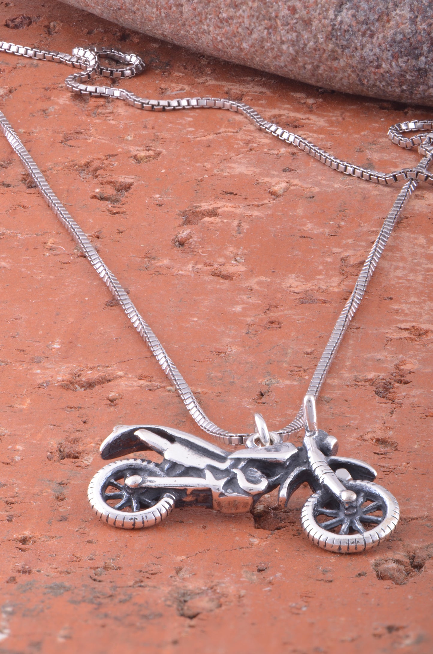 Sterling Silver Motorcycle Necklace | SilverCloseOut