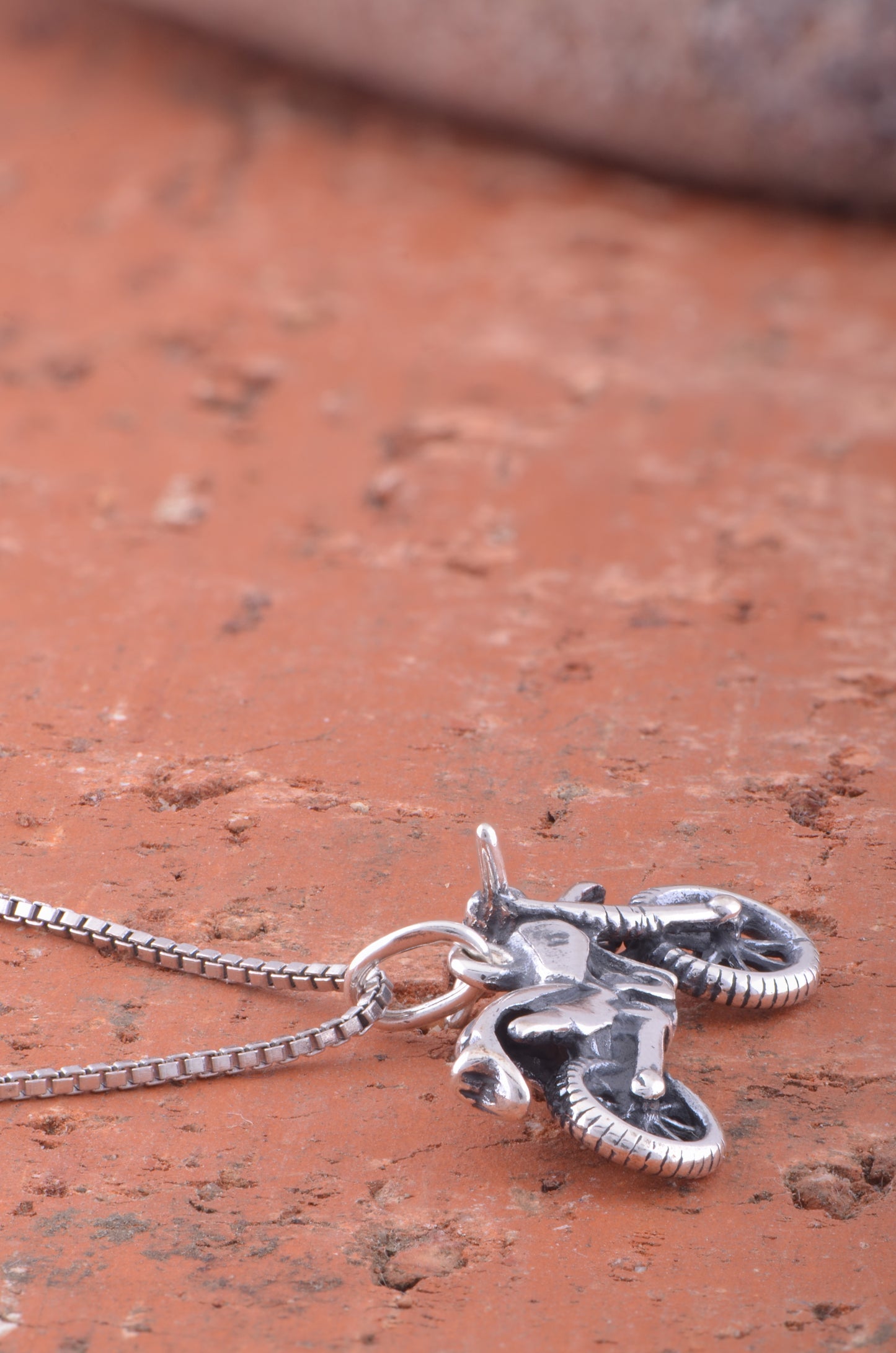 Sterling Silver Motorcycle Necklace | SilverCloseOut